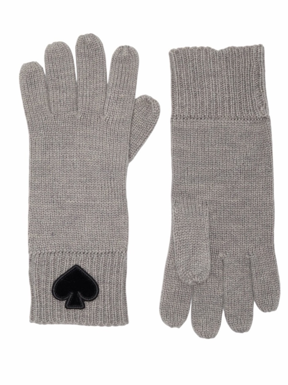 kate spade Gray Knit Gloves with Black Spade Patch